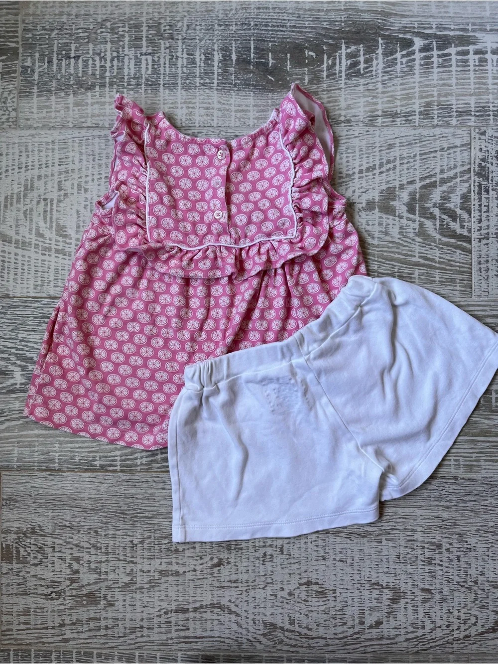 Lila and Hayes 4T Girls Ruffle Top with White Shorts - Kids Set